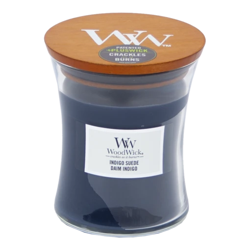 Woodwick Indigo Suede Medium Candle -Decoratie Serie Winkel woodwick indigo suede medium candle 1