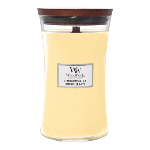 Woodwick Lemongrass & Lily Large Candle - Geurkaars -Decoratie Serie Winkel woodwick lemongrass lily large candle geurskaars 1